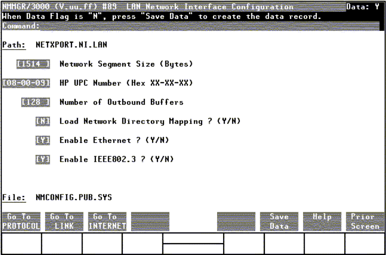 [LAN Network Interface Configuration Screen]