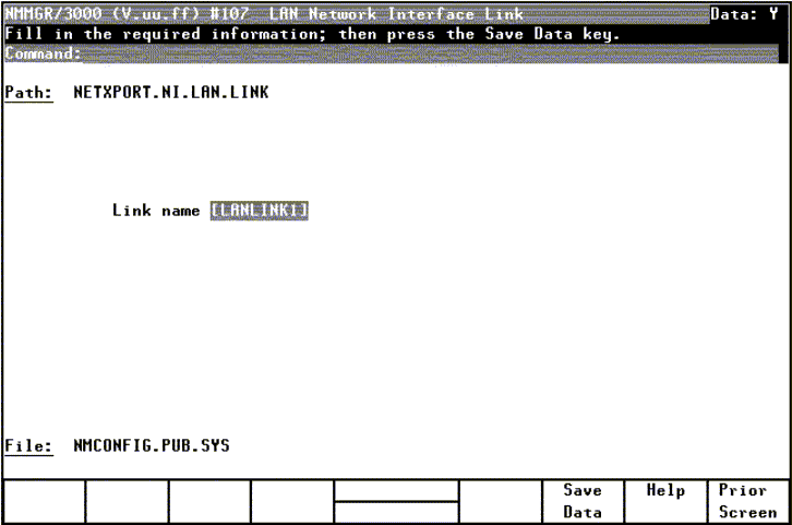 [LAN Network Interface Link Screen]