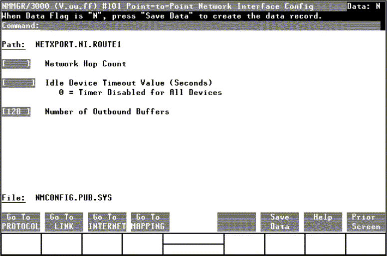 [Point-to-Point Network Interface Configuration Screen]