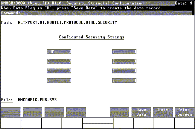 [Security String(s) Configuration Screen]