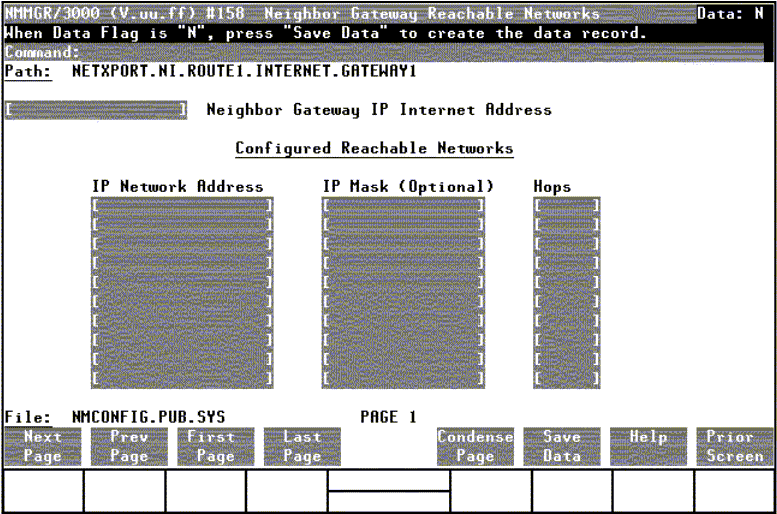 [Neighbor Gateway Reachable Networks Screen]