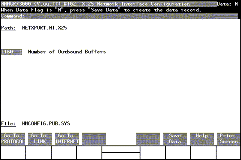 [X.25 Network Interface Configuration Screen]