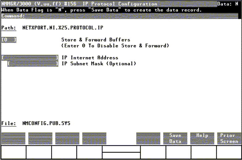 [IP Protocol Configuration Screen]