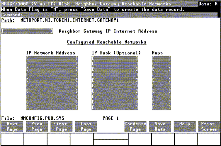 [Neighbor Gateways Reachable Networks Screen]