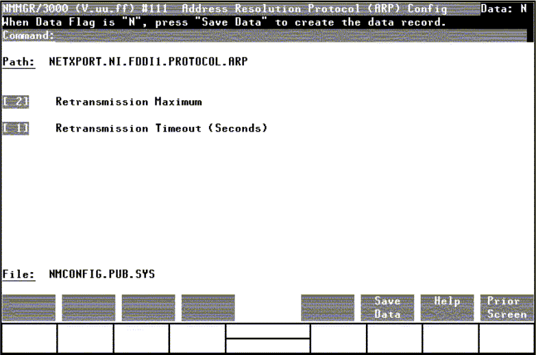 [Address Resolution Protocol (ARP) Configuration Screen]