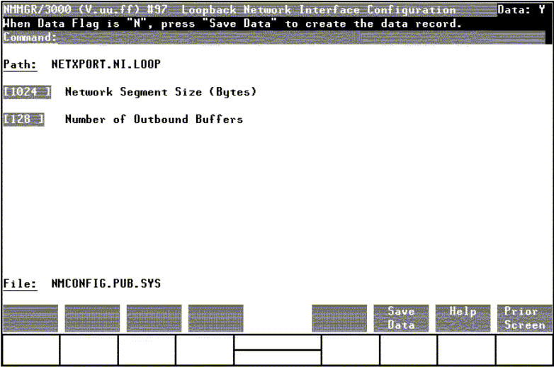 [Loopback Network Interface Configuration Screen]