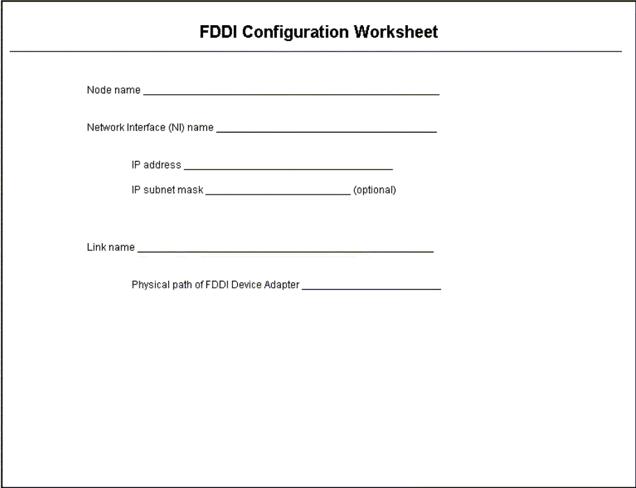 [FDDI Configuration Worksheet]