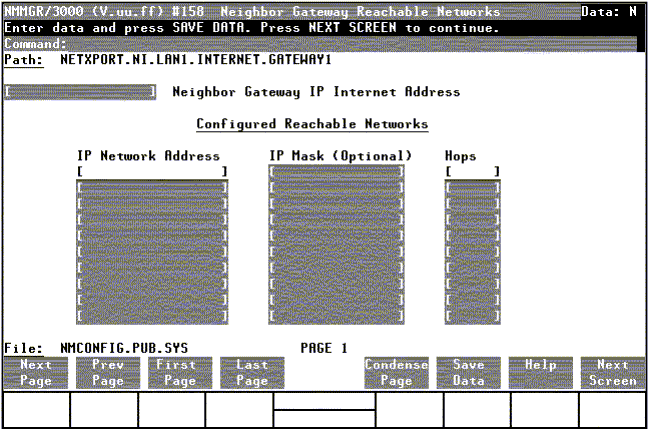 [Neighbor Gateway Reachable Networks Screen]